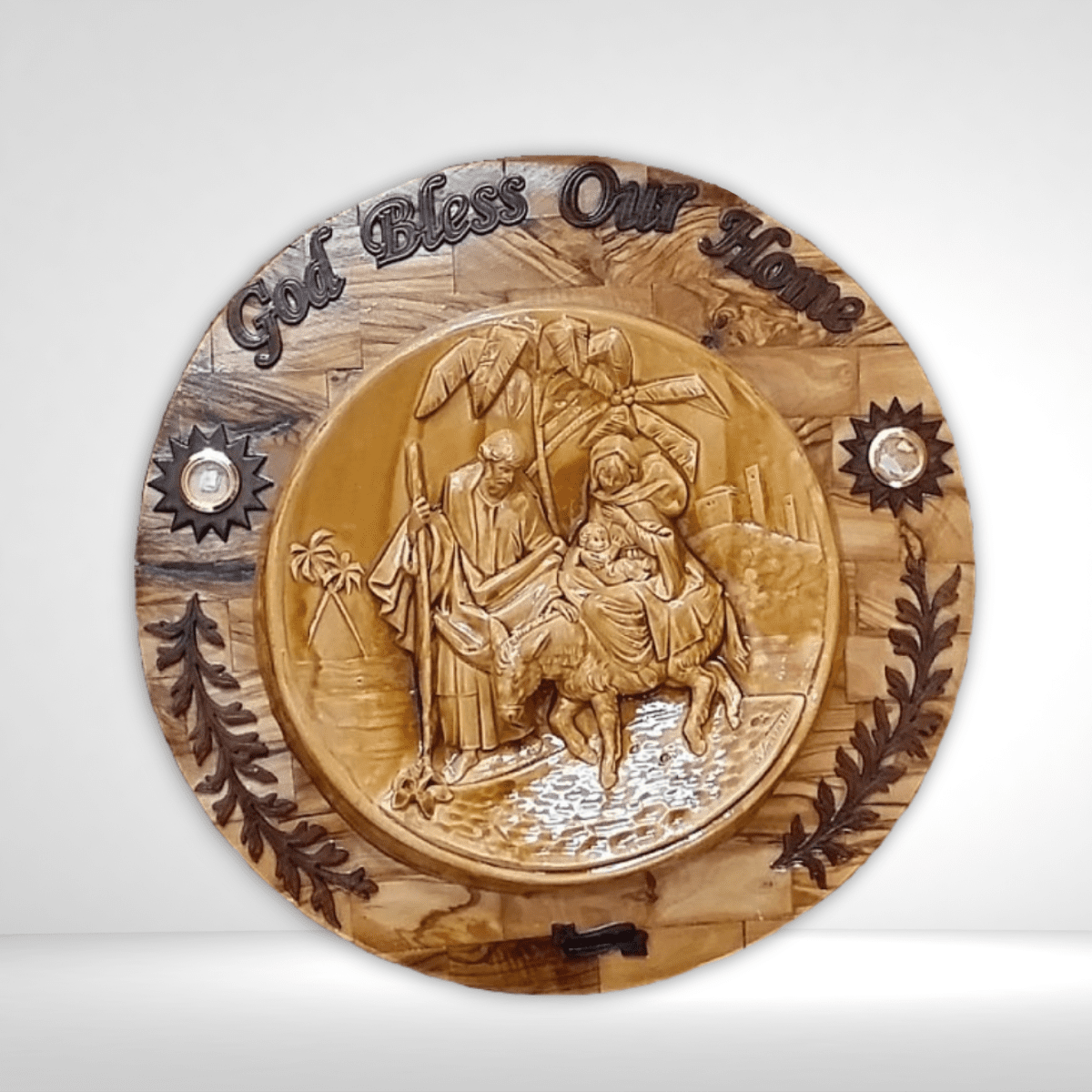 Exclusive Souvenir: Holy Family Carved In Olive Wood